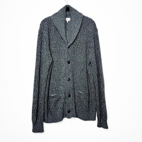 Faherty Marled Charcoal Grey Cardigan Sweater Cotton Cashmere Button Preppy XL - Picture 2 of 7